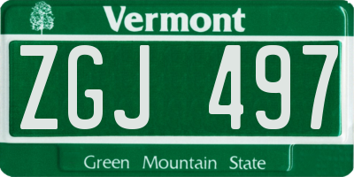 VT license plate ZGJ497