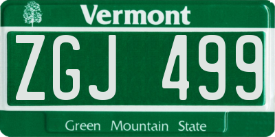 VT license plate ZGJ499