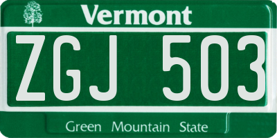 VT license plate ZGJ503