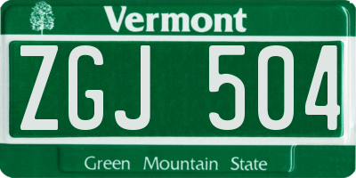 VT license plate ZGJ504