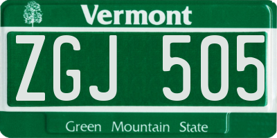 VT license plate ZGJ505