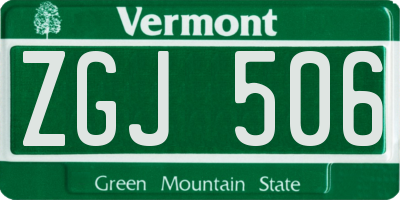 VT license plate ZGJ506