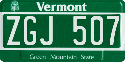 VT license plate ZGJ507