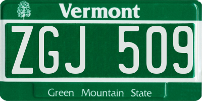 VT license plate ZGJ509