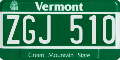 VT license plate ZGJ510