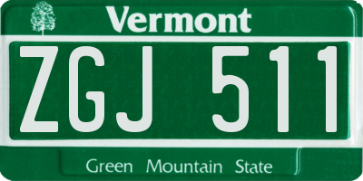 VT license plate ZGJ511