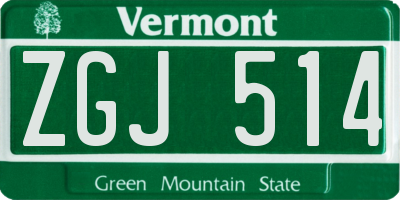 VT license plate ZGJ514