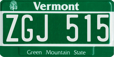 VT license plate ZGJ515