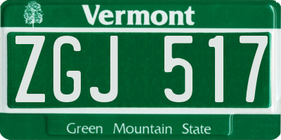VT license plate ZGJ517