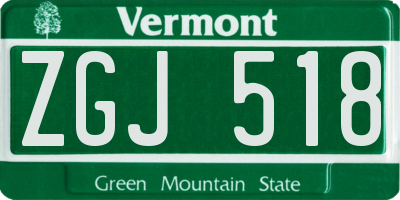 VT license plate ZGJ518
