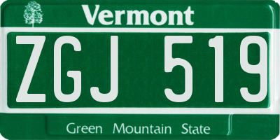 VT license plate ZGJ519