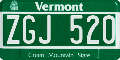VT license plate ZGJ520