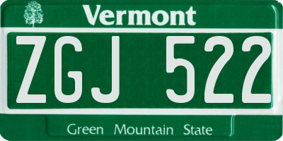 VT license plate ZGJ522