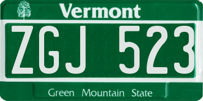 VT license plate ZGJ523