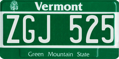 VT license plate ZGJ525
