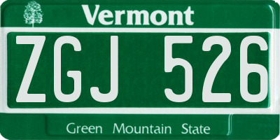 VT license plate ZGJ526