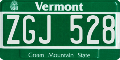 VT license plate ZGJ528