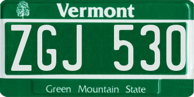 VT license plate ZGJ530
