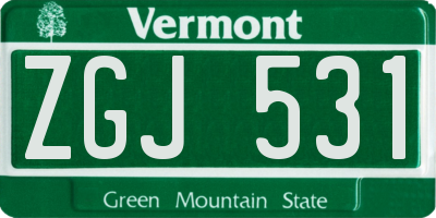 VT license plate ZGJ531