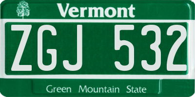 VT license plate ZGJ532