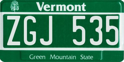 VT license plate ZGJ535