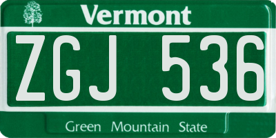 VT license plate ZGJ536
