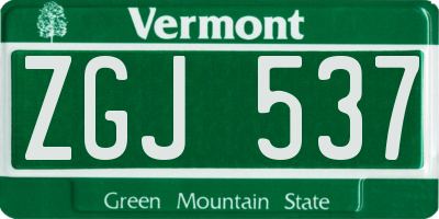 VT license plate ZGJ537