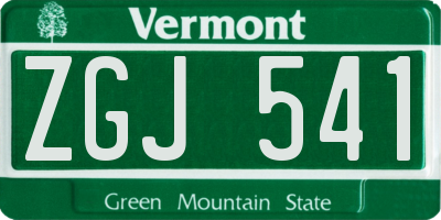 VT license plate ZGJ541
