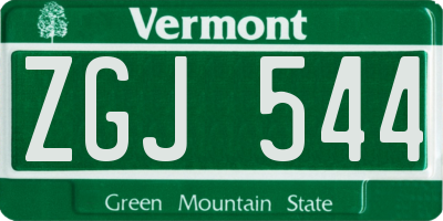 VT license plate ZGJ544