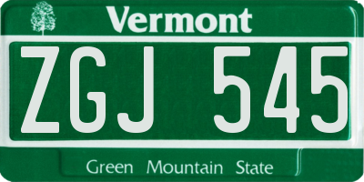 VT license plate ZGJ545