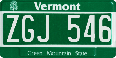 VT license plate ZGJ546