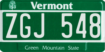 VT license plate ZGJ548