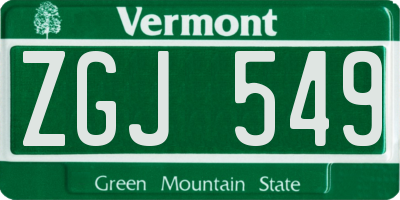 VT license plate ZGJ549