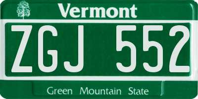 VT license plate ZGJ552