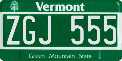 VT license plate ZGJ555