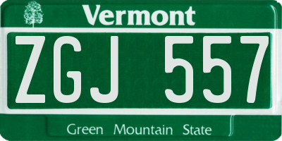 VT license plate ZGJ557