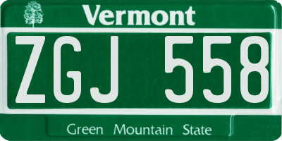 VT license plate ZGJ558