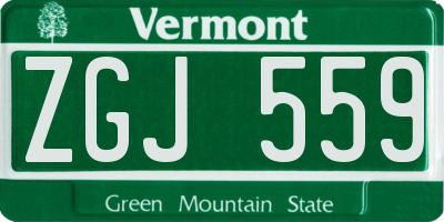 VT license plate ZGJ559