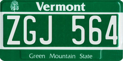 VT license plate ZGJ564