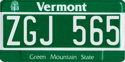 VT license plate ZGJ565