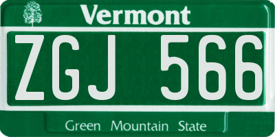 VT license plate ZGJ566