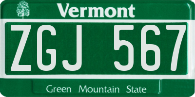 VT license plate ZGJ567