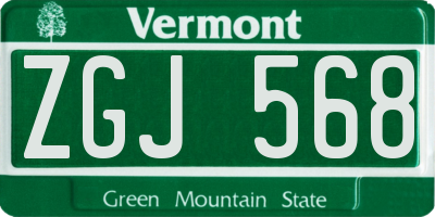 VT license plate ZGJ568