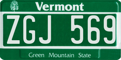 VT license plate ZGJ569