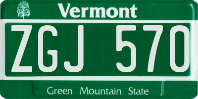 VT license plate ZGJ570