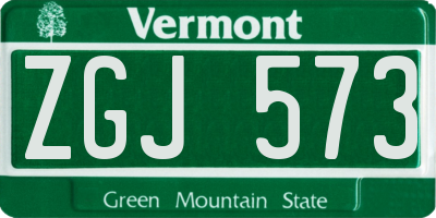 VT license plate ZGJ573