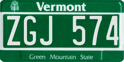 VT license plate ZGJ574