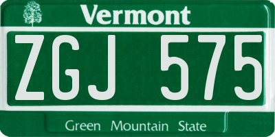 VT license plate ZGJ575