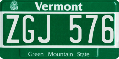VT license plate ZGJ576
