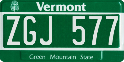 VT license plate ZGJ577